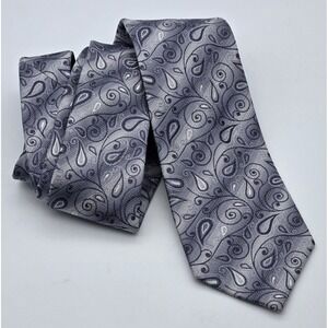 Alfani Silk Tie Mens Silver Paisley Designer Formal Business Dress Neckwear 60x3